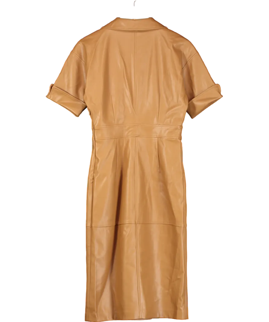 Sfera Brown Faux Leather Midi Dress UK S