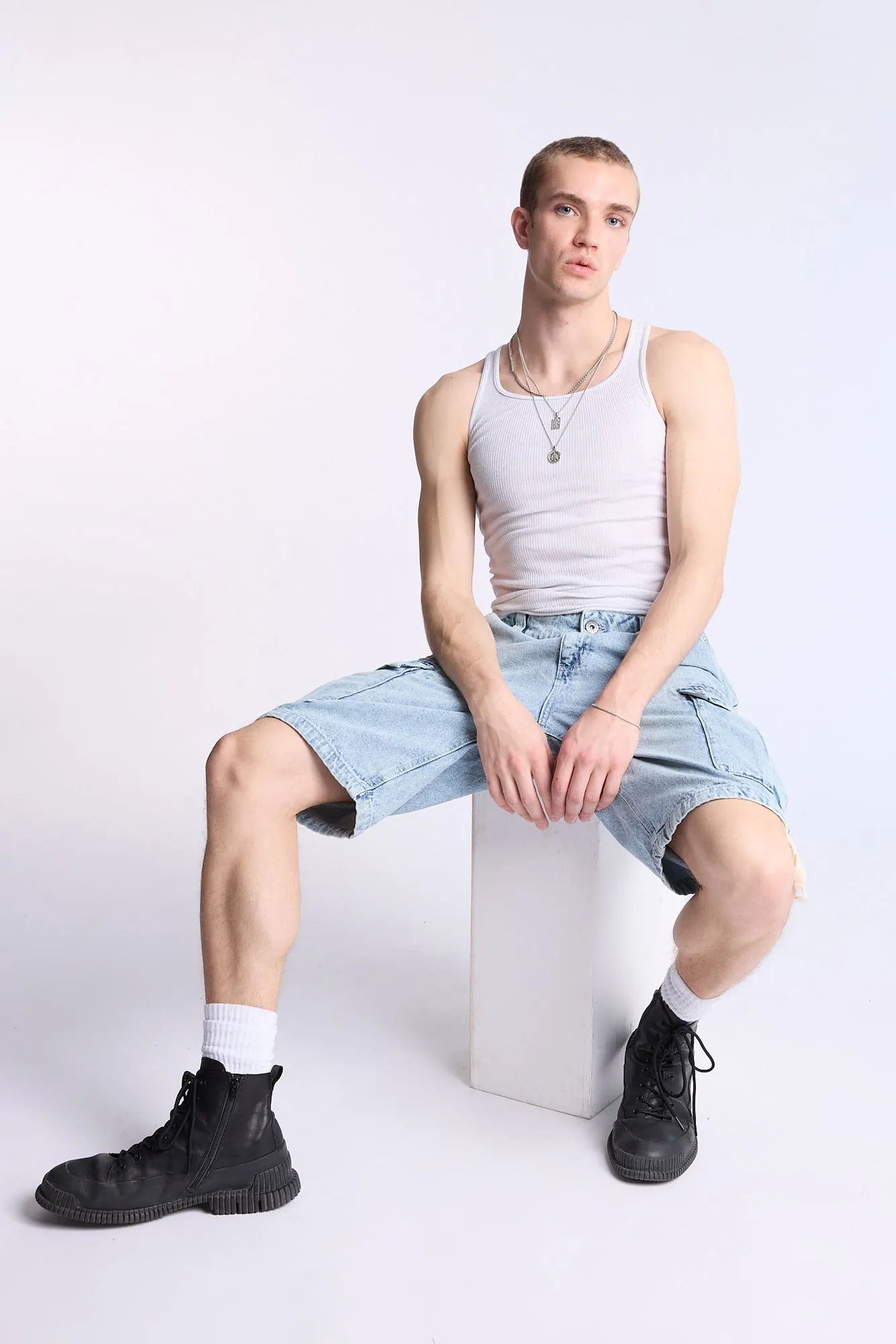 Short cargo en denim coupe ample Arsenic homme