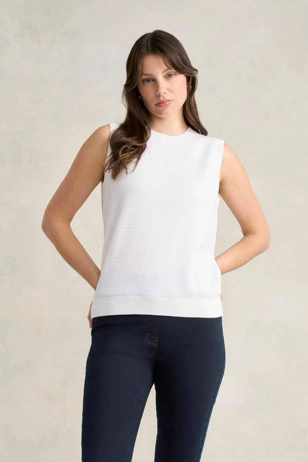 Silk Blend Knit Tank - White