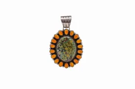 Spiny Oyster Shell & Royston Turquoise Pendant | J.A. Geneva