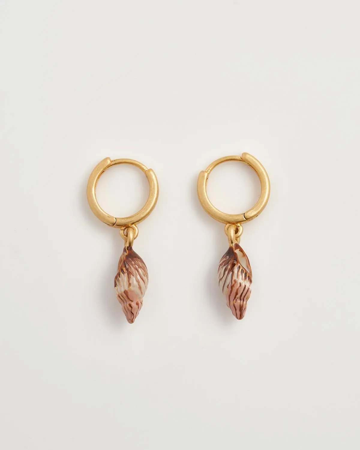 Spiral Shell Worn Gold Huggie Hoops