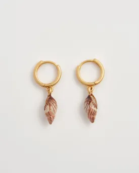 Spiral Shell Worn Gold Huggie Hoops