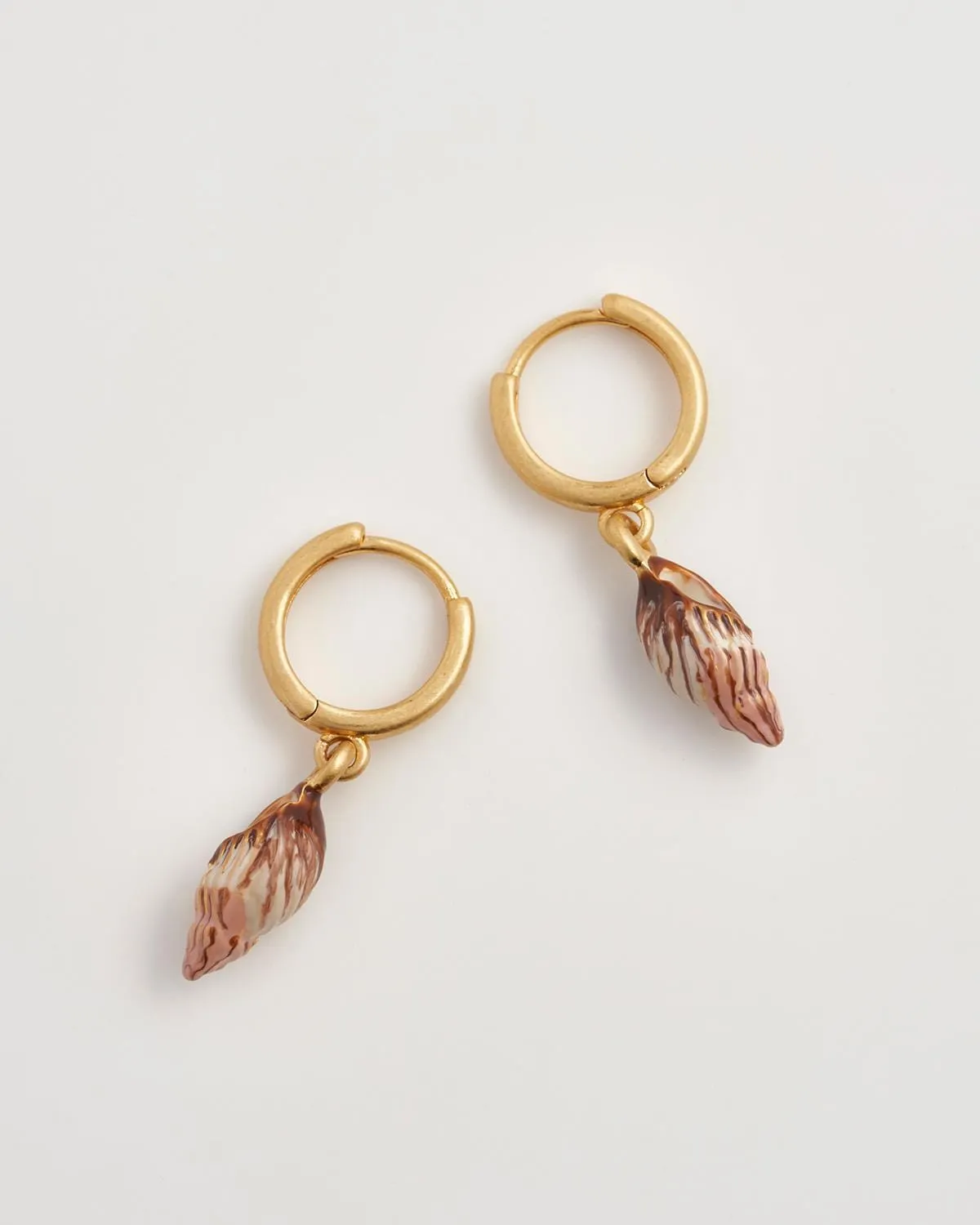 Spiral Shell Worn Gold Huggie Hoops