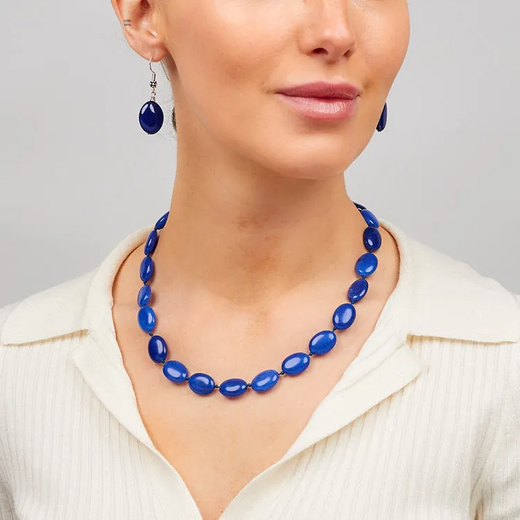 Stylish and Simplistic Oval Shape Natural Gemstone Beaded Necklace for Women