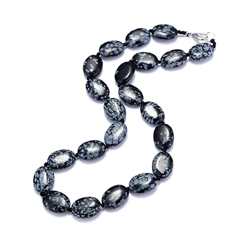 Stylish and Simplistic Oval Shape Natural Gemstone Beaded Necklace for Women