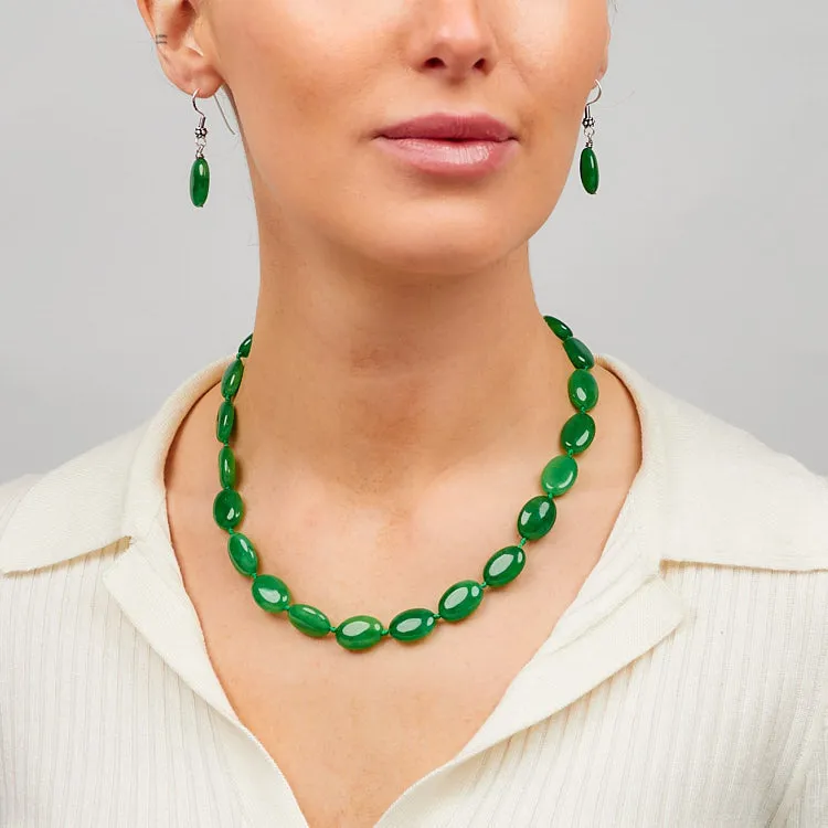 Stylish and Simplistic Oval Shape Natural Gemstone Beaded Necklace for Women