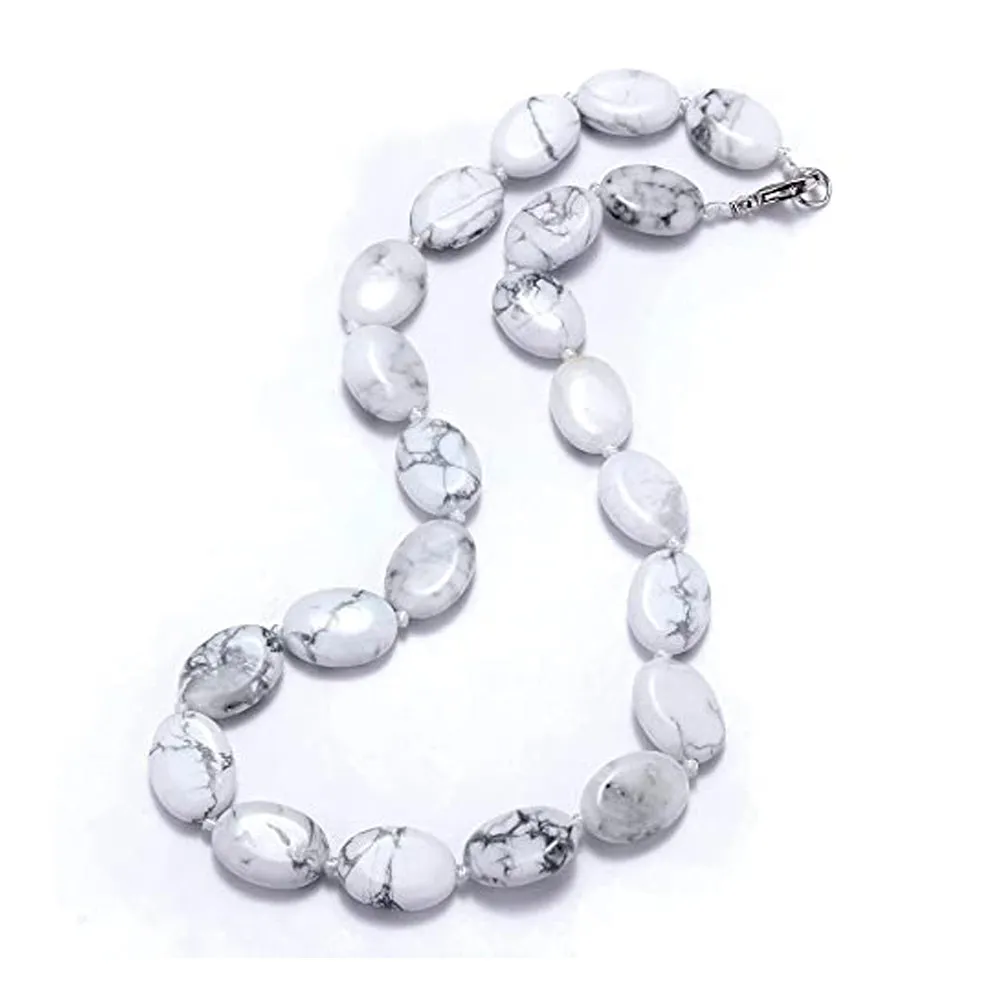Stylish and Simplistic Oval Shape Natural Gemstone Beaded Necklace for Women