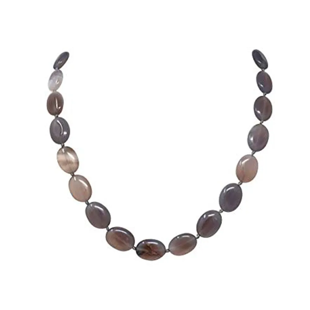 Stylish and Simplistic Oval Shape Natural Gemstone Beaded Necklace for Women