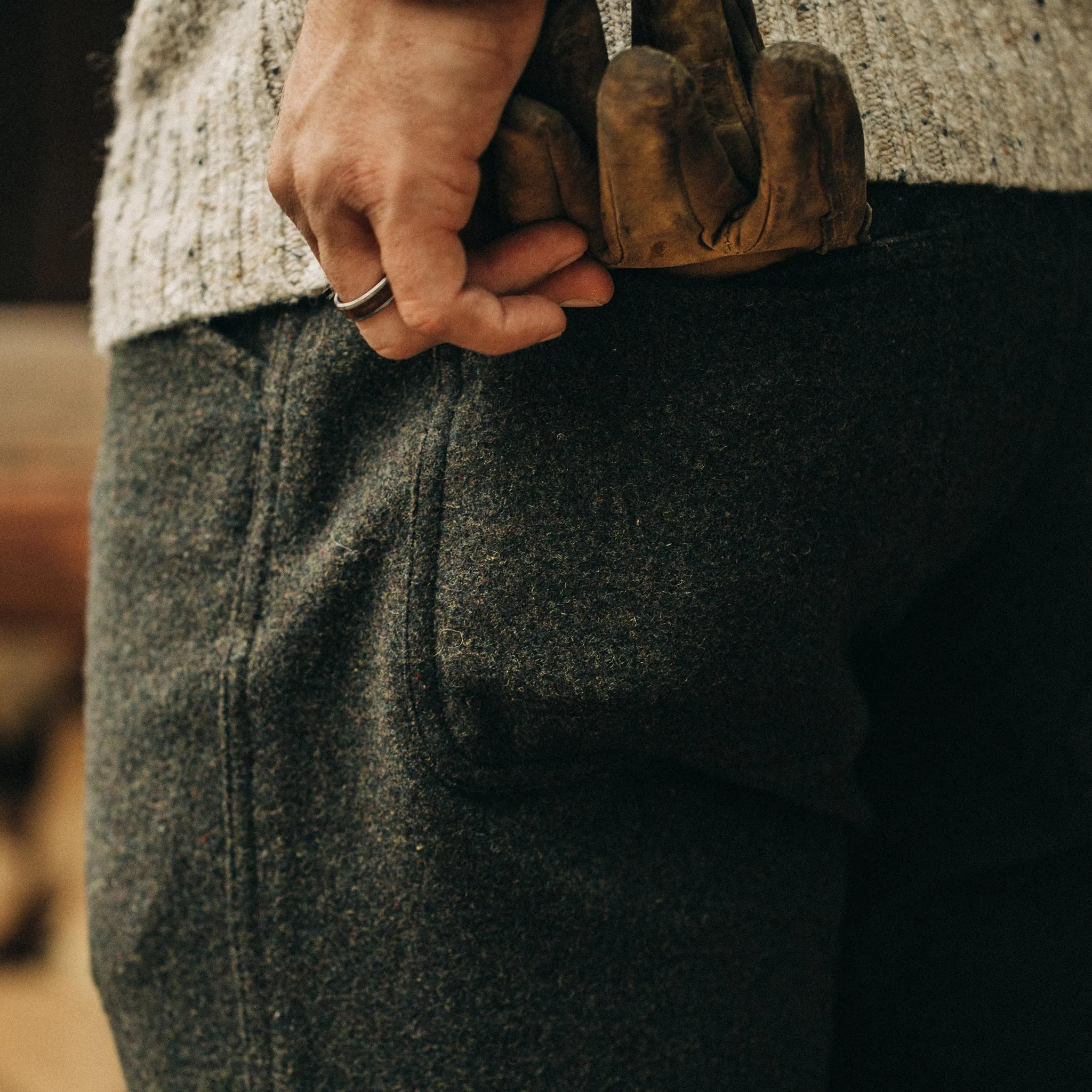 The Camp Pant in Dark Moss Wool