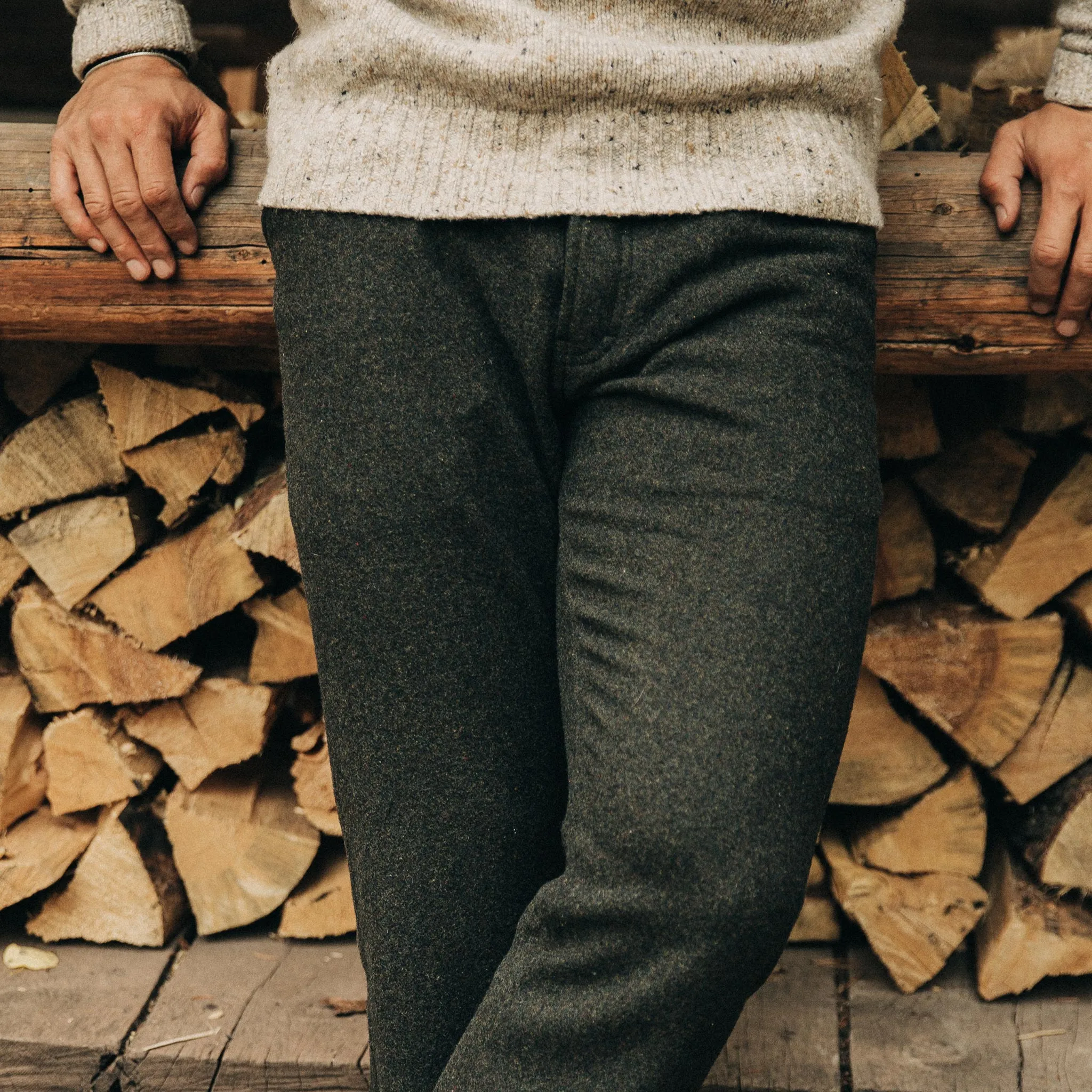 The Camp Pant in Dark Moss Wool
