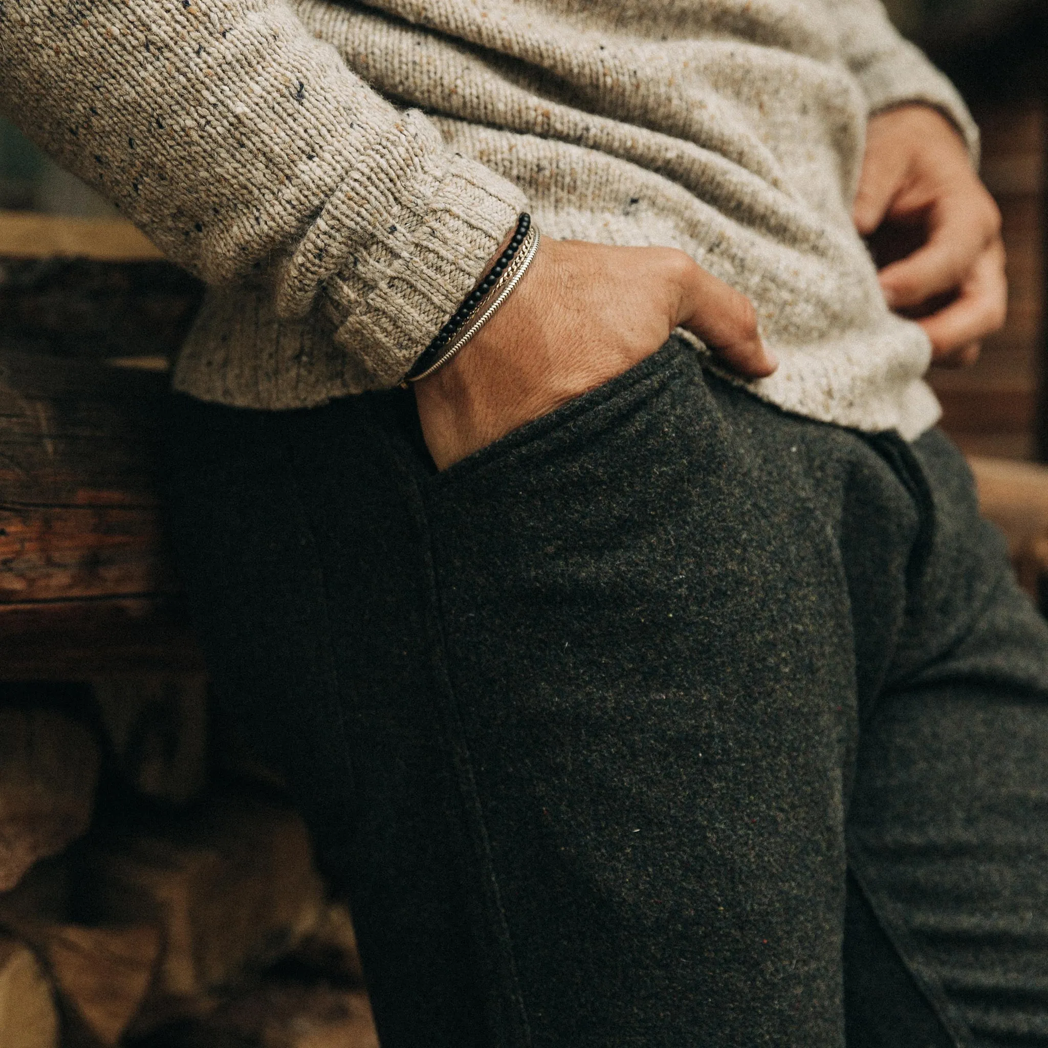 The Camp Pant in Dark Moss Wool