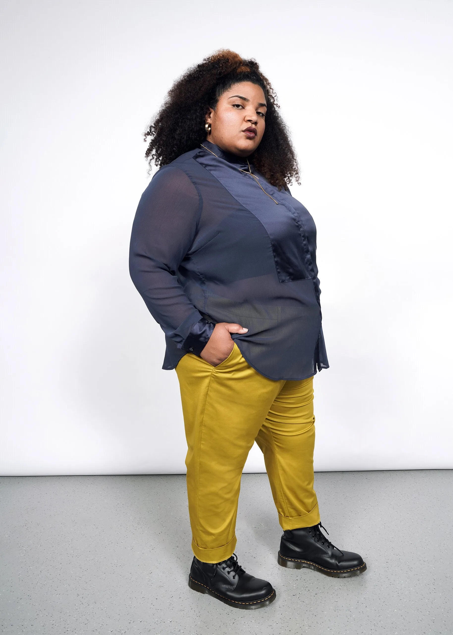 The Empower Sheer Long Sleeve Tuxedo Button Up