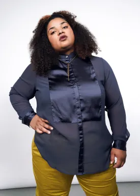 The Empower Sheer Long Sleeve Tuxedo Button Up