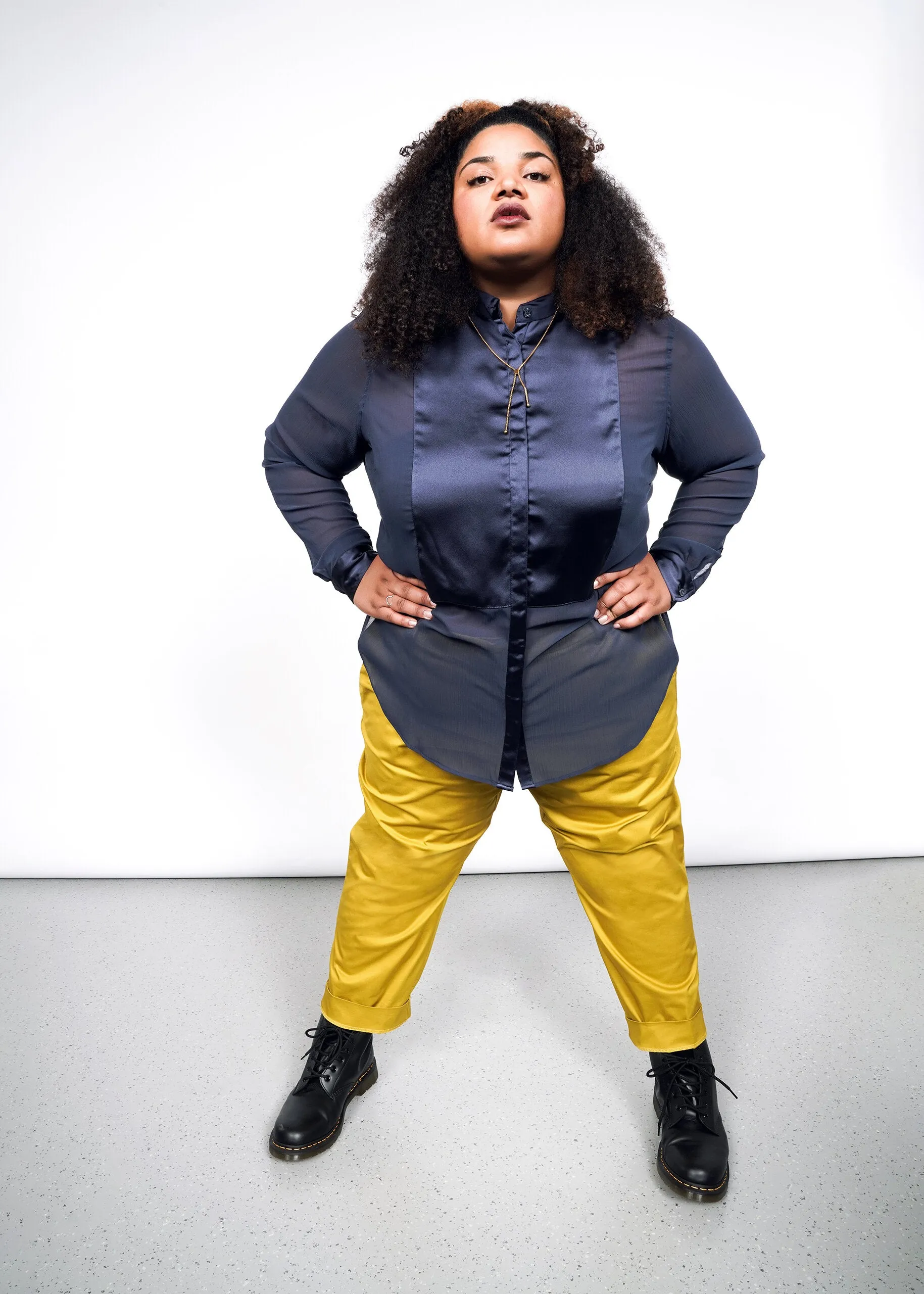 The Empower Sheer Long Sleeve Tuxedo Button Up