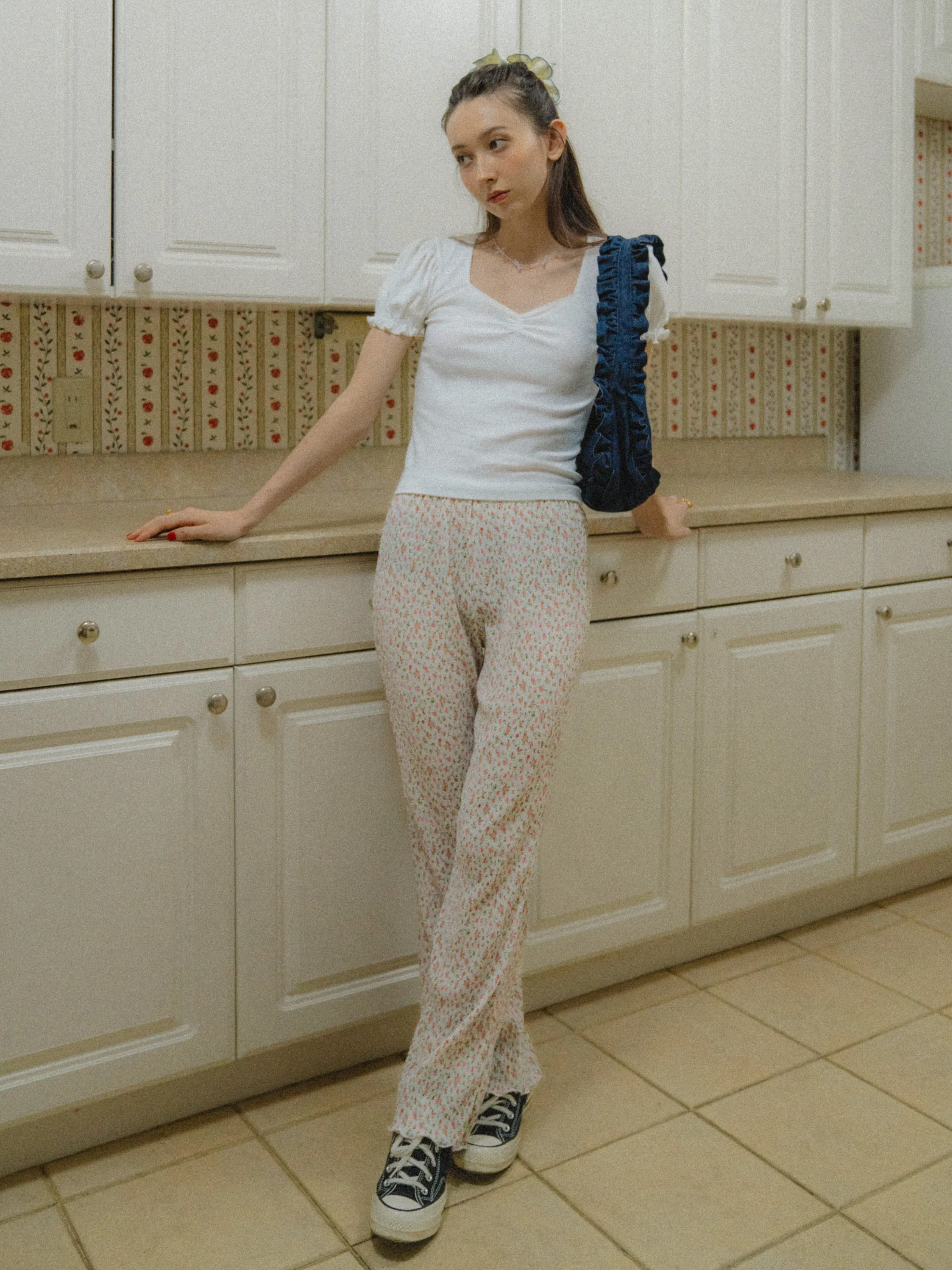 Tiny Flower Rib Pants
