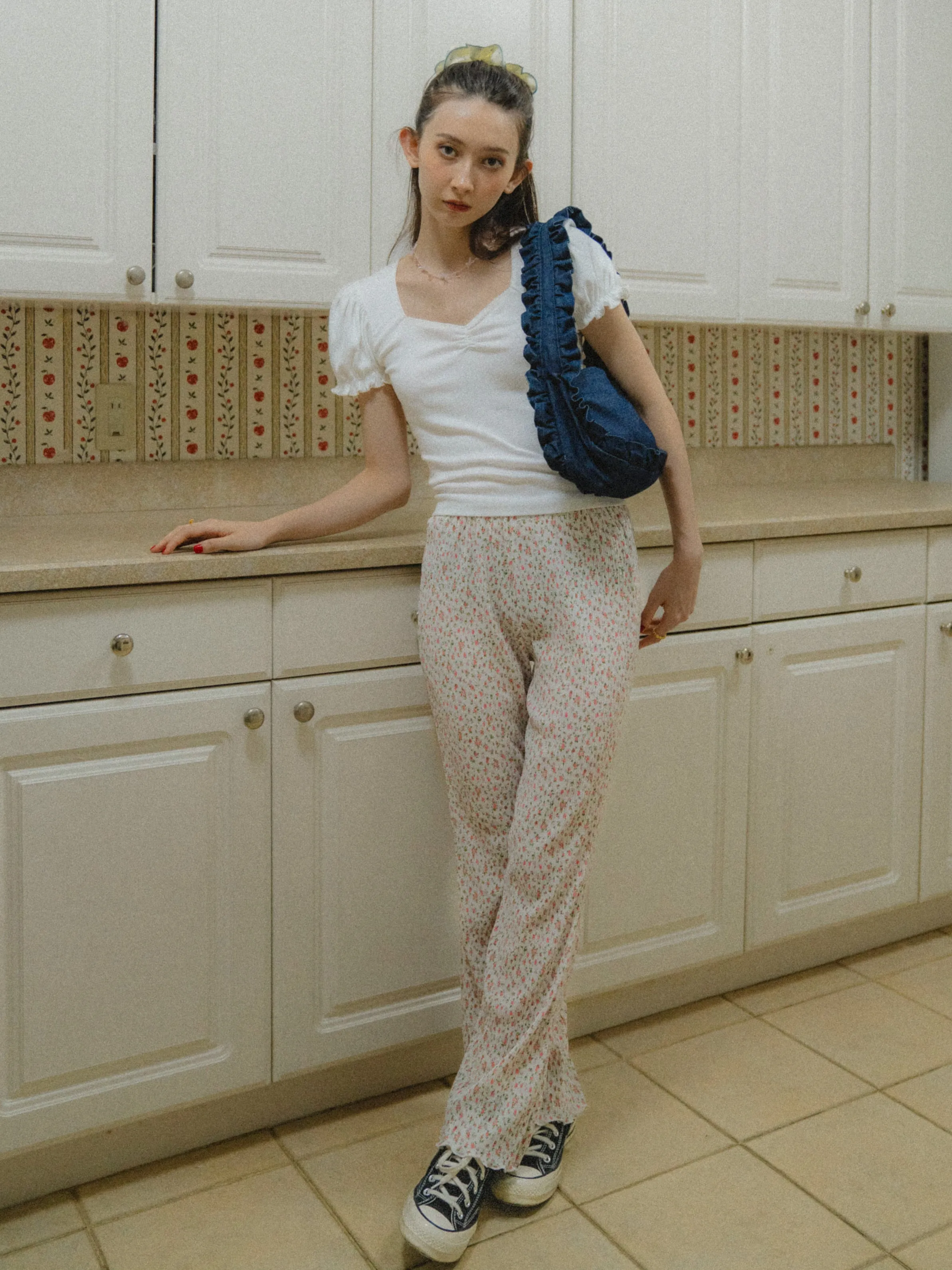 Tiny Flower Rib Pants