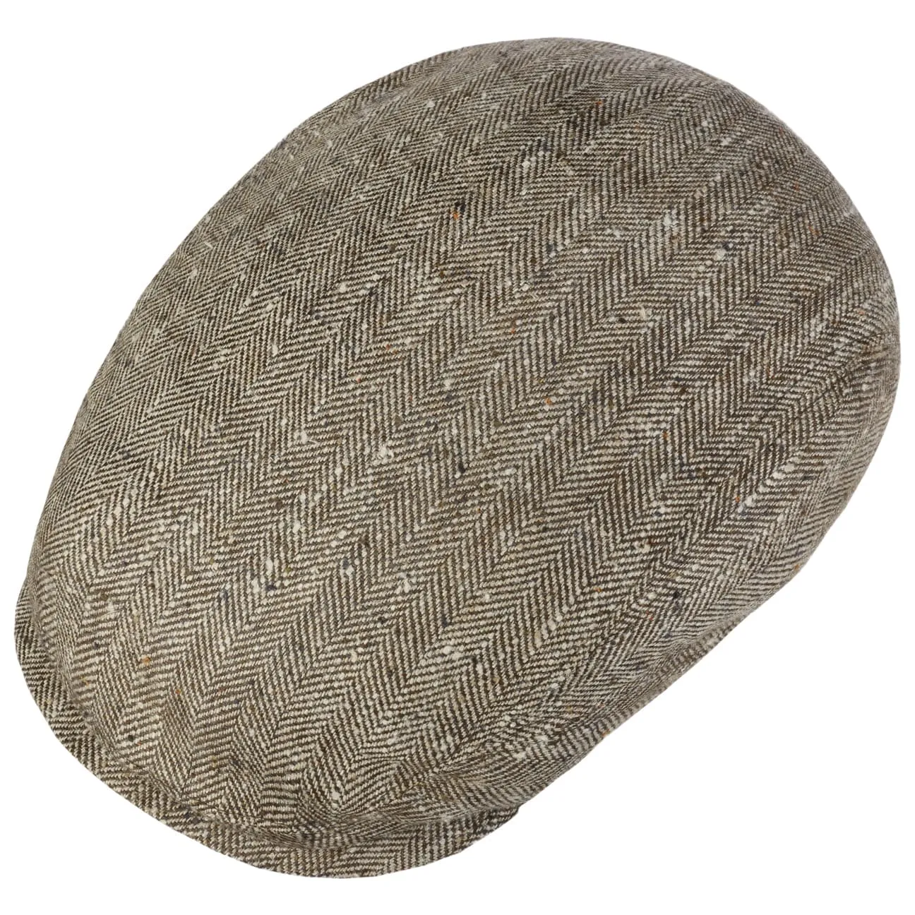 Tweed Herringbone Driver Flat Cap by Stetson