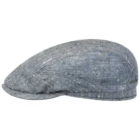 Tweed Herringbone Driver Flat Cap by Stetson