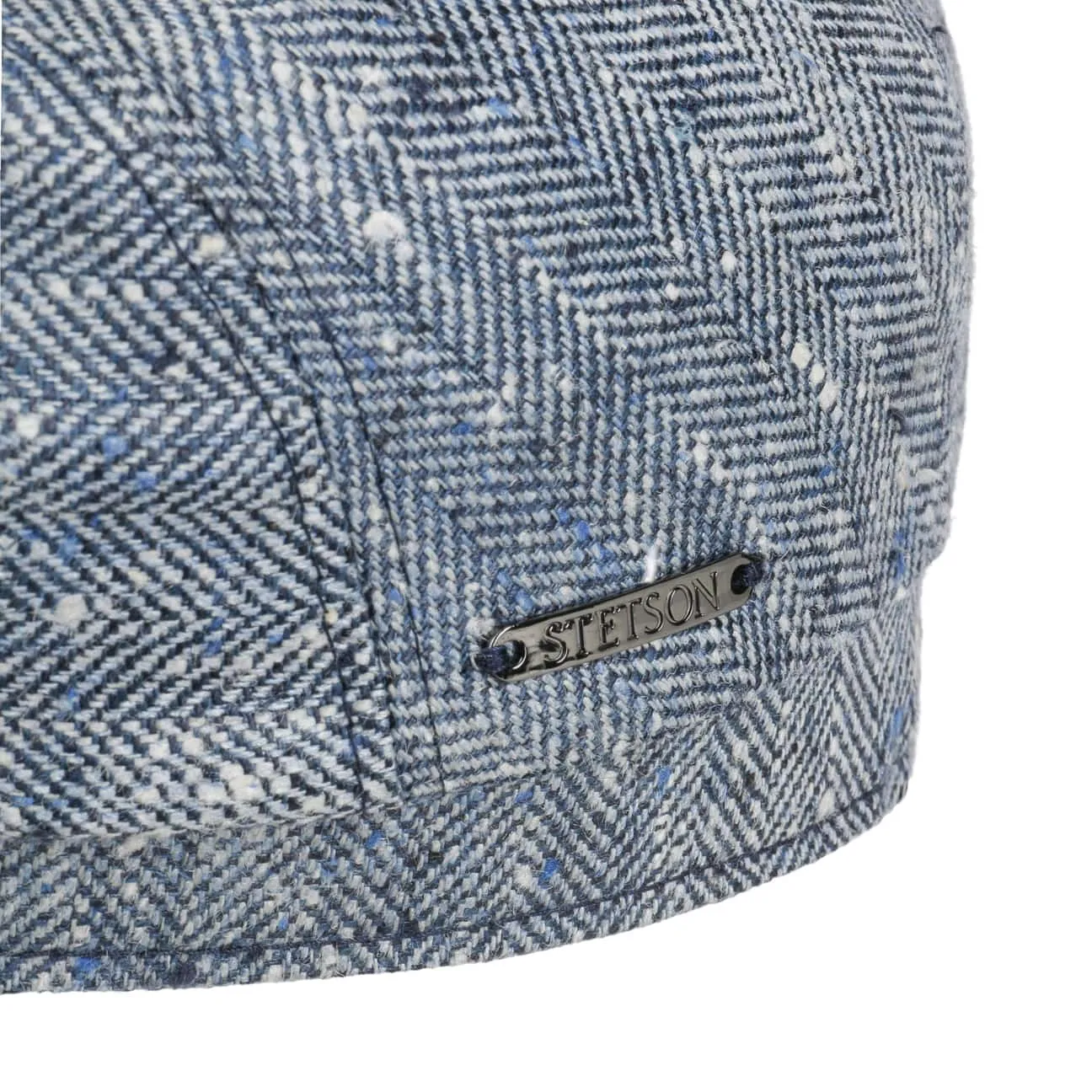 Tweed Herringbone Driver Flat Cap by Stetson