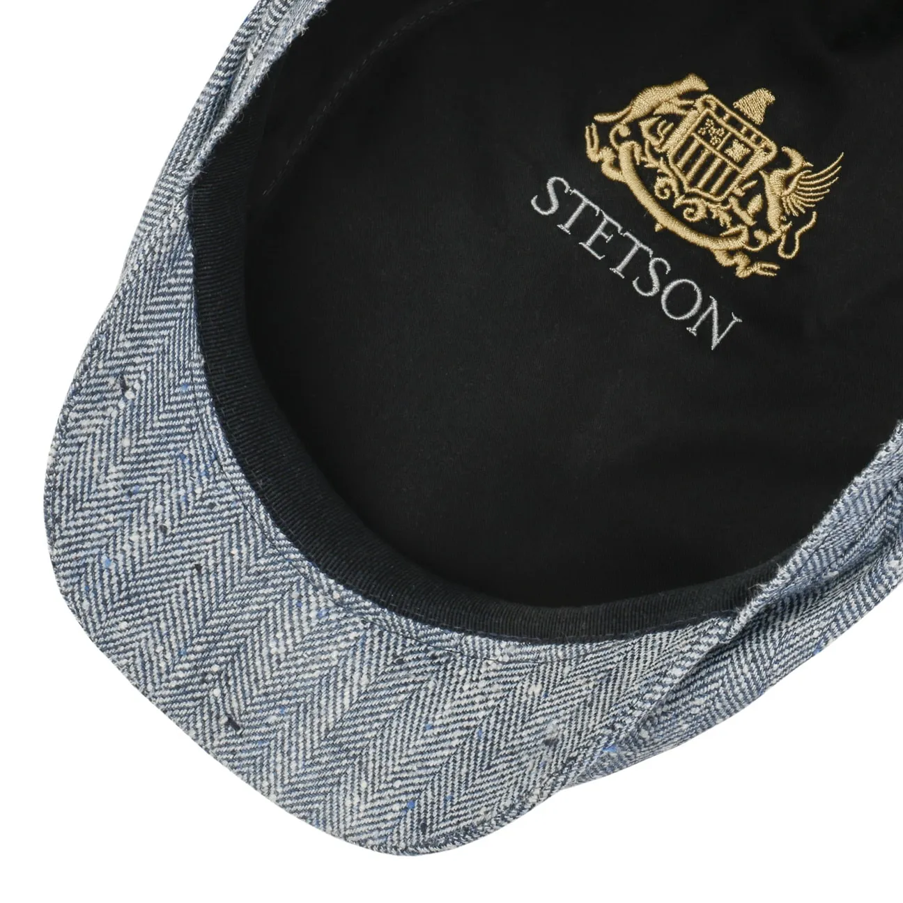 Tweed Herringbone Driver Flat Cap by Stetson