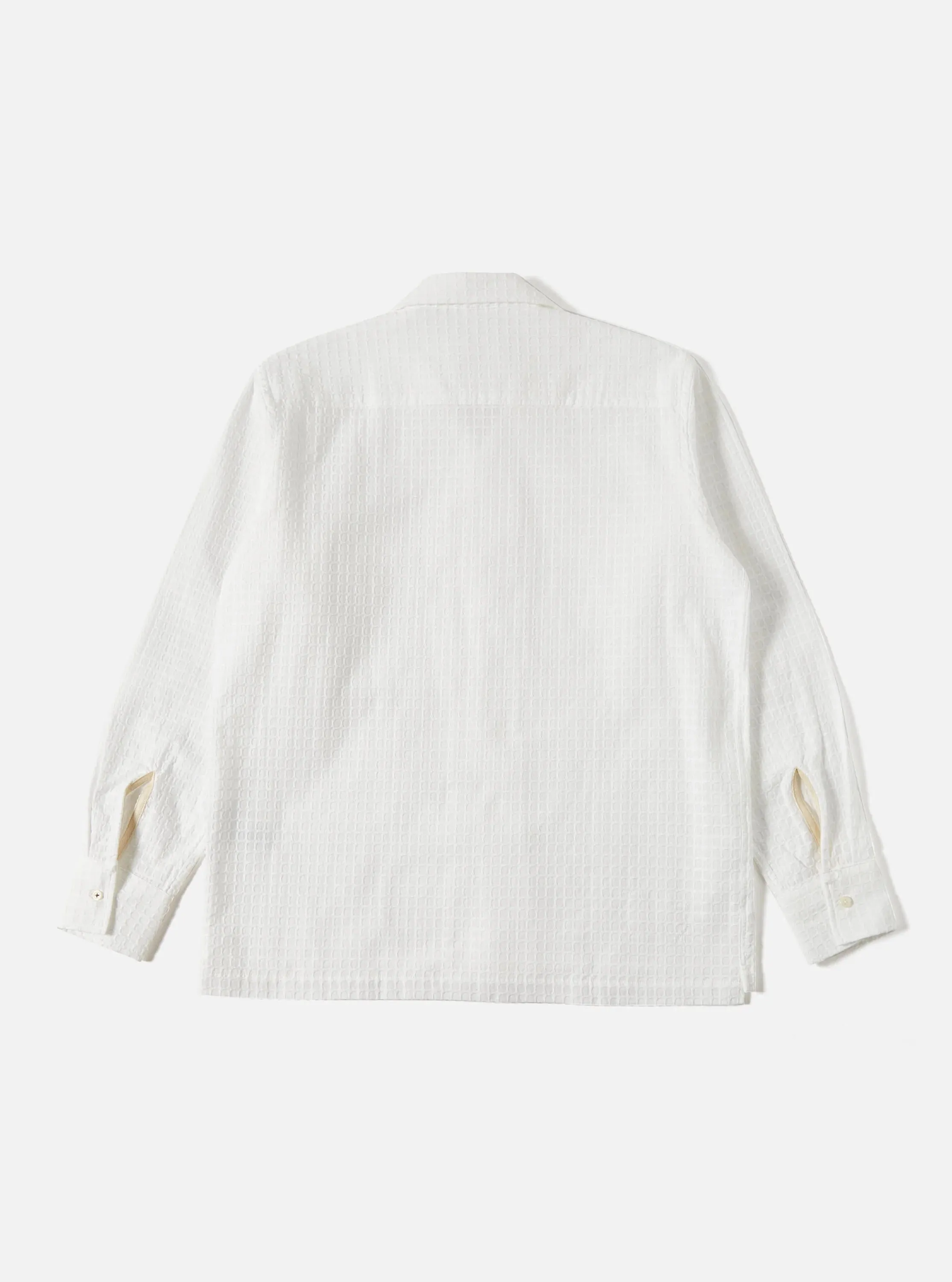 Universal Works White Delos Cotton Long Sleeve Camp Shirt