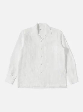 Universal Works White Delos Cotton Long Sleeve Camp Shirt