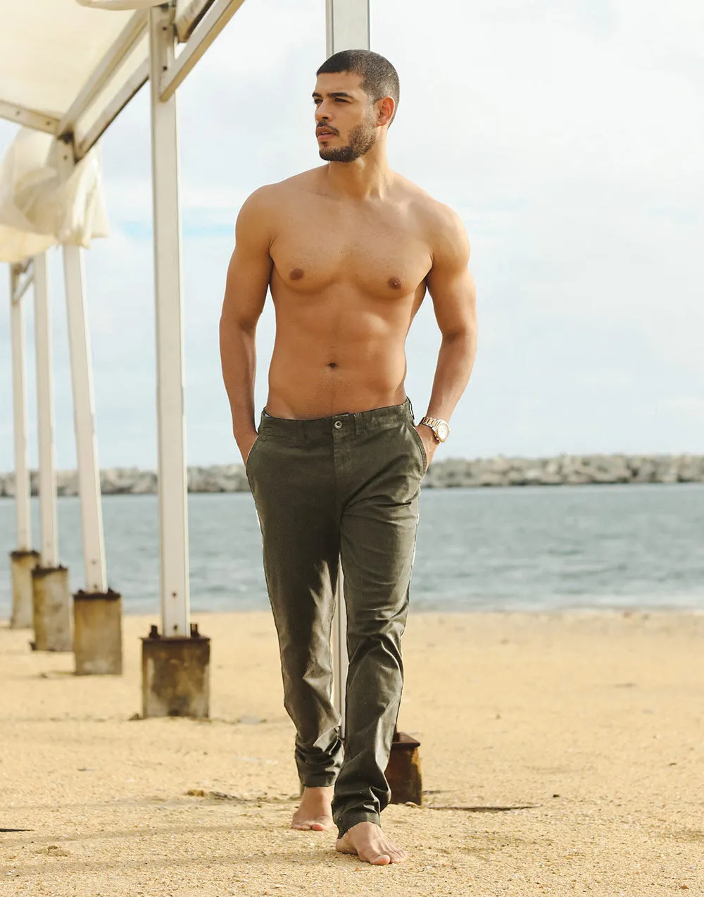 Stretch Moss Green Chino Pants by Vanguard - Enhanced Design
