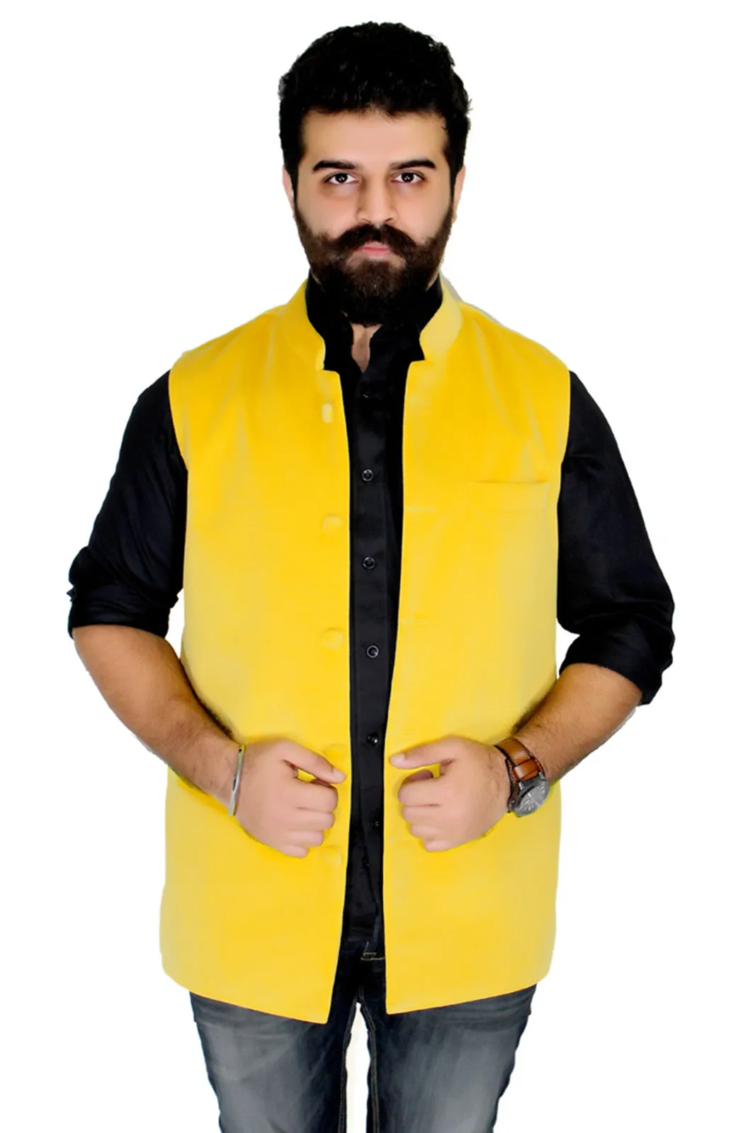 Yellow Cotton Velvet Men's Jacket