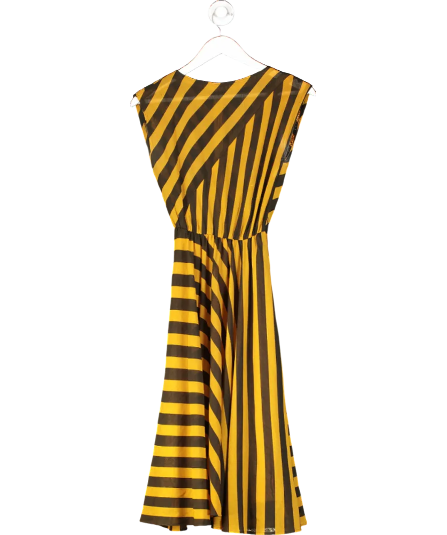 Yellow Striped Midi Dress UK XS/S