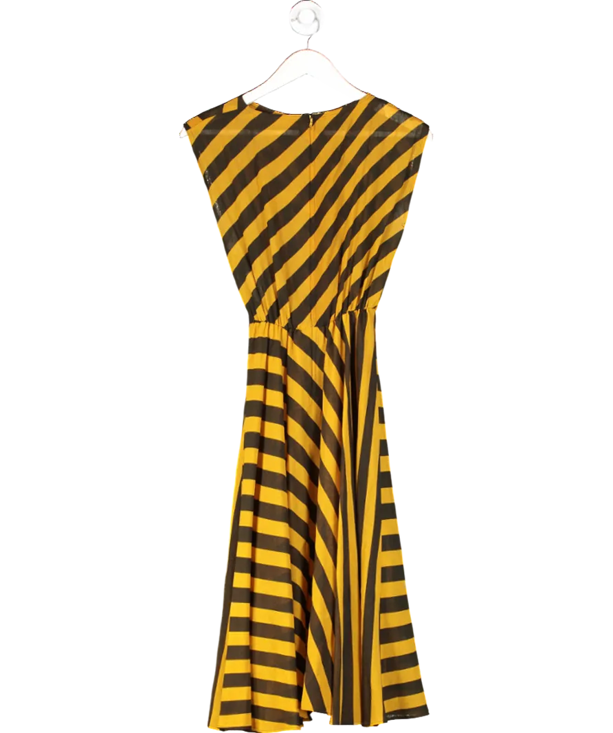 Yellow Striped Midi Dress UK XS/S